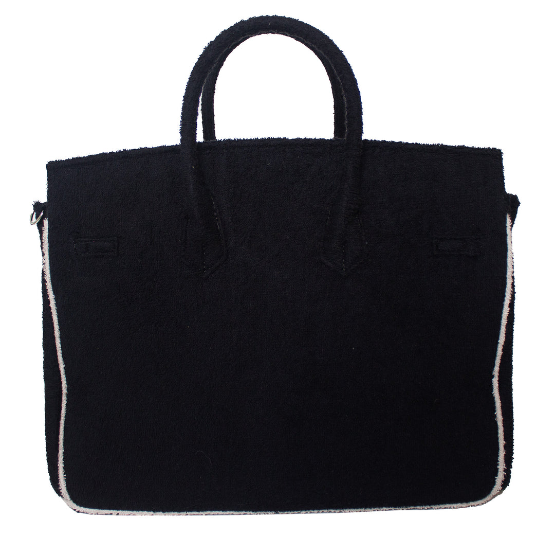 Seaside Terrycloth Tote -  Black Large