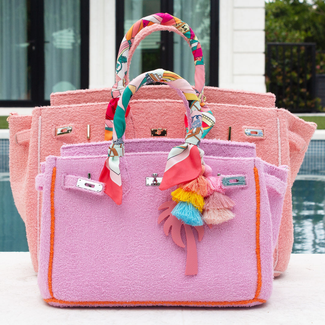 Seaside Terrycloth Tote - Bubblegum  Small