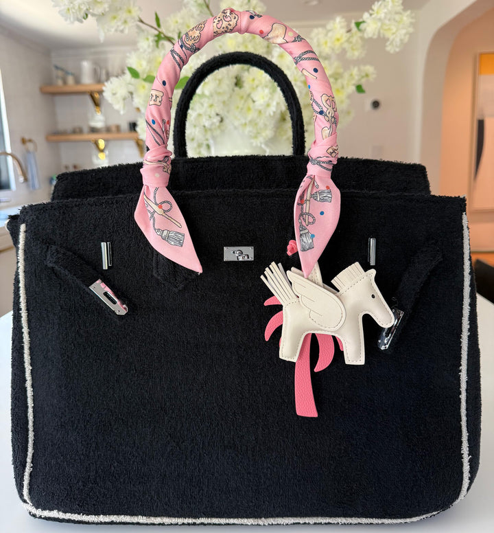 Seaside Terrycloth Tote -  Black Large