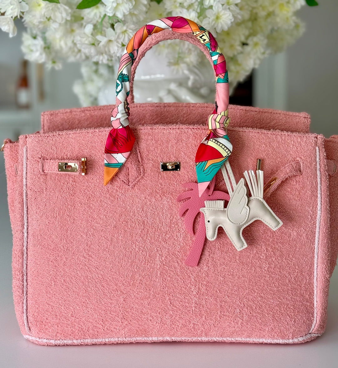 Seaside Terrycloth Tote -  Coral Large