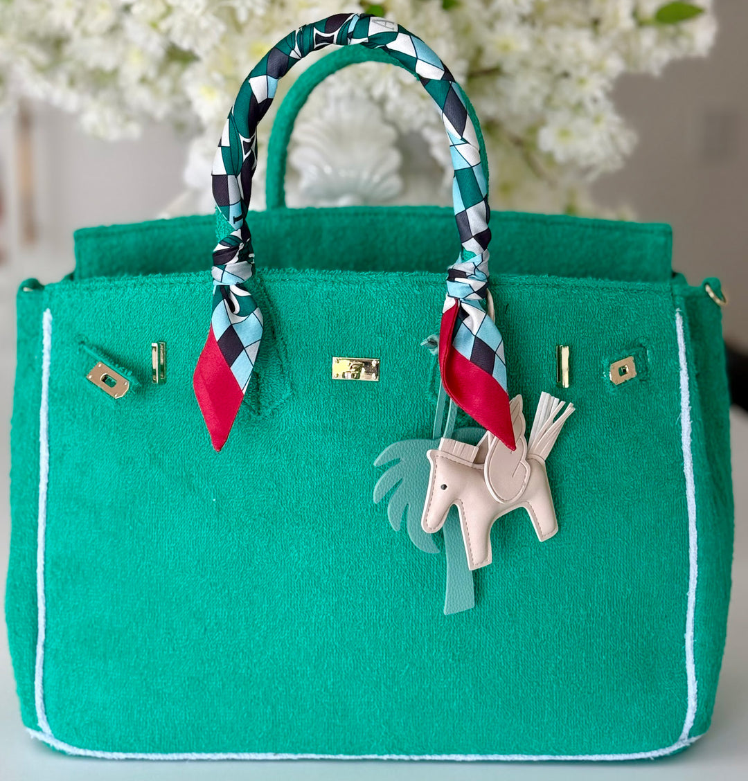 Seaside Terrycloth Tote -  Emerald Green Large