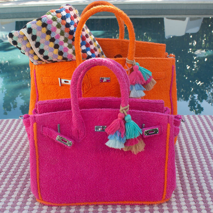 Seaside Terrycloth Tote - Fuchsia Small