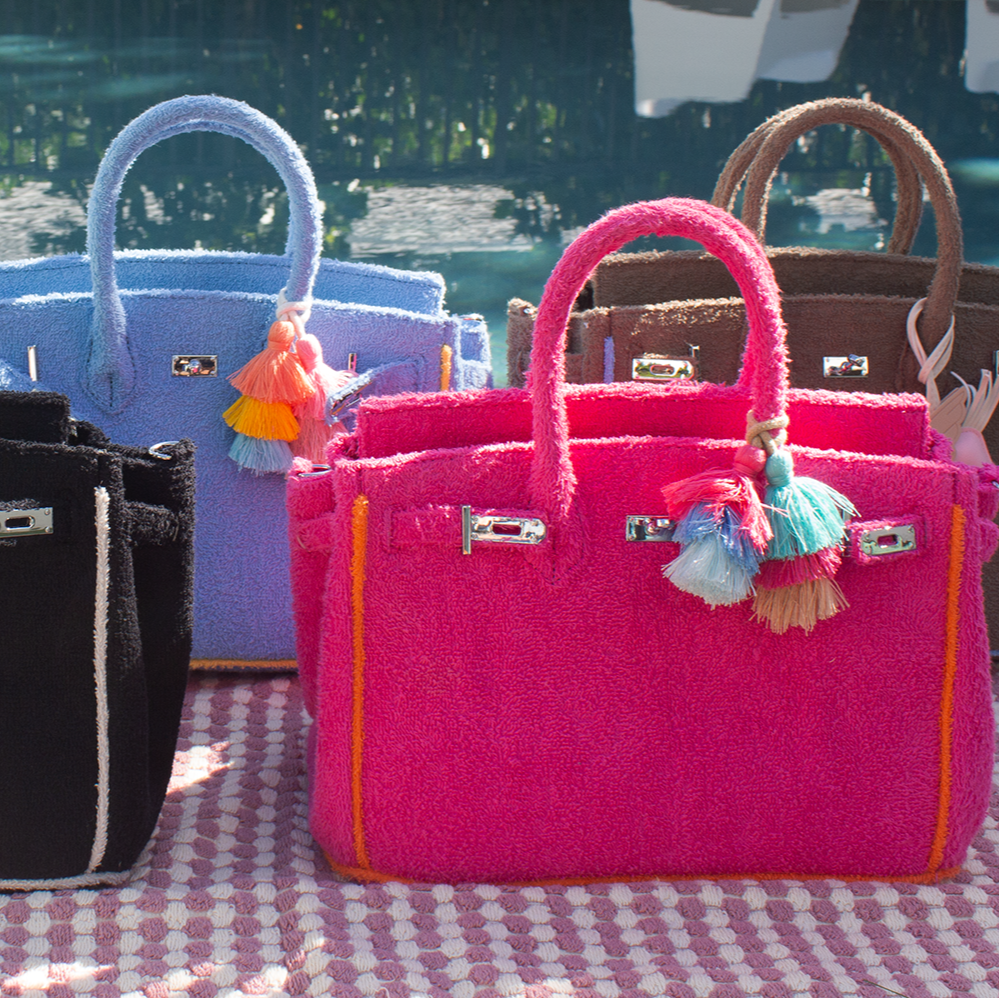 Seaside Terrycloth Tote - Fuchsia Small