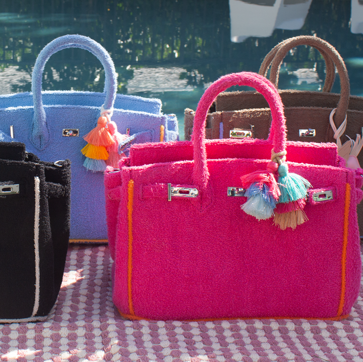 Seaside Terrycloth Tote - Fuchsia Small