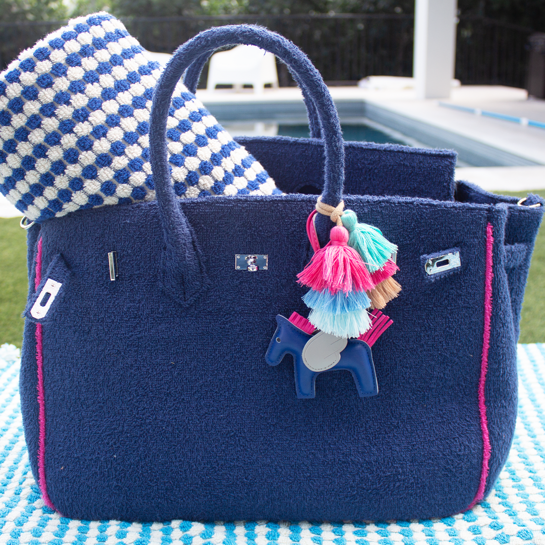 Seaside Terrycloth Tote - Navy Large