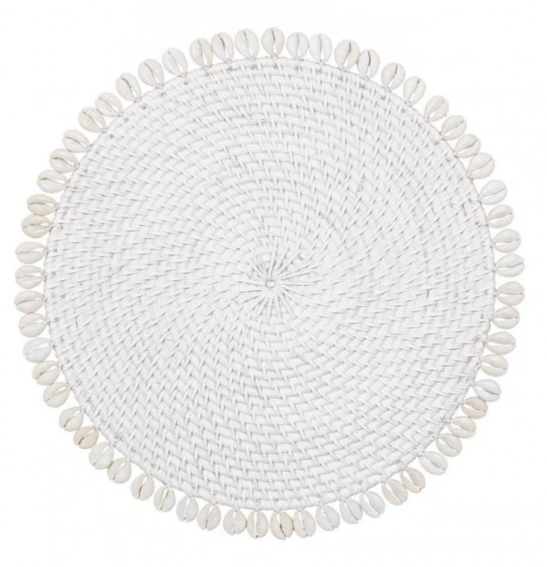 Rattan Placemat with Cowrie Shell - Set of 4