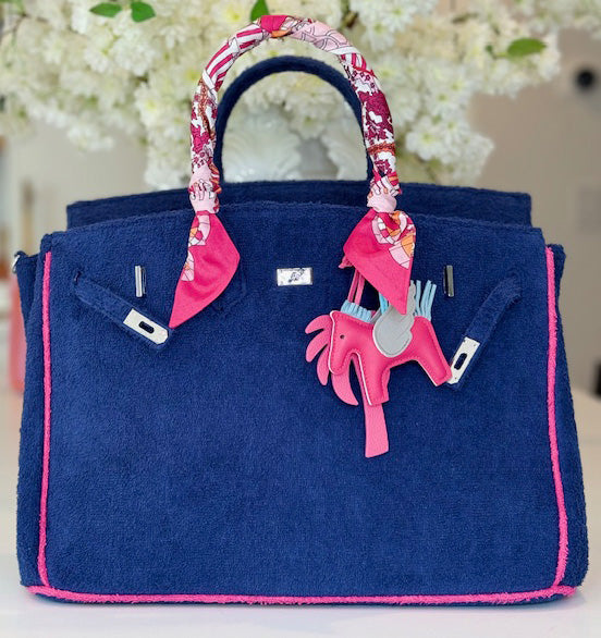 Seaside Terrycloth Tote - Navy Large