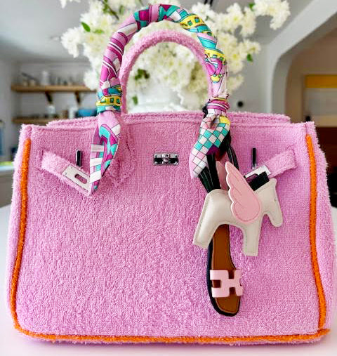 Seaside Terrycloth Tote - Bubblegum  Small