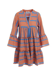 Ella Dress -  Orange/ Blue