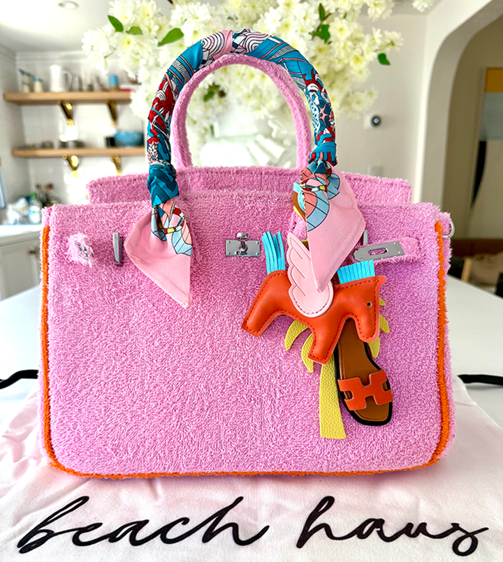 Seaside Terrycloth Tote - Bubblegum  Small