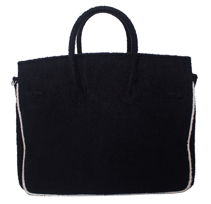 Seaside Terrycloth Tote -  Black Large