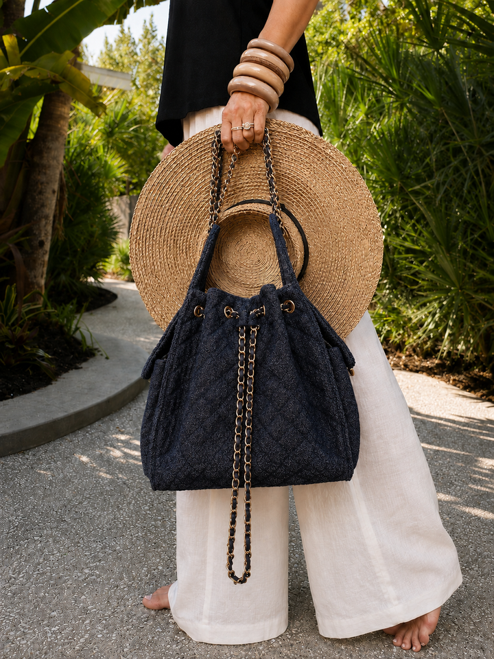 Bayshore Bucket Bag Medium - Dark Wash Denim