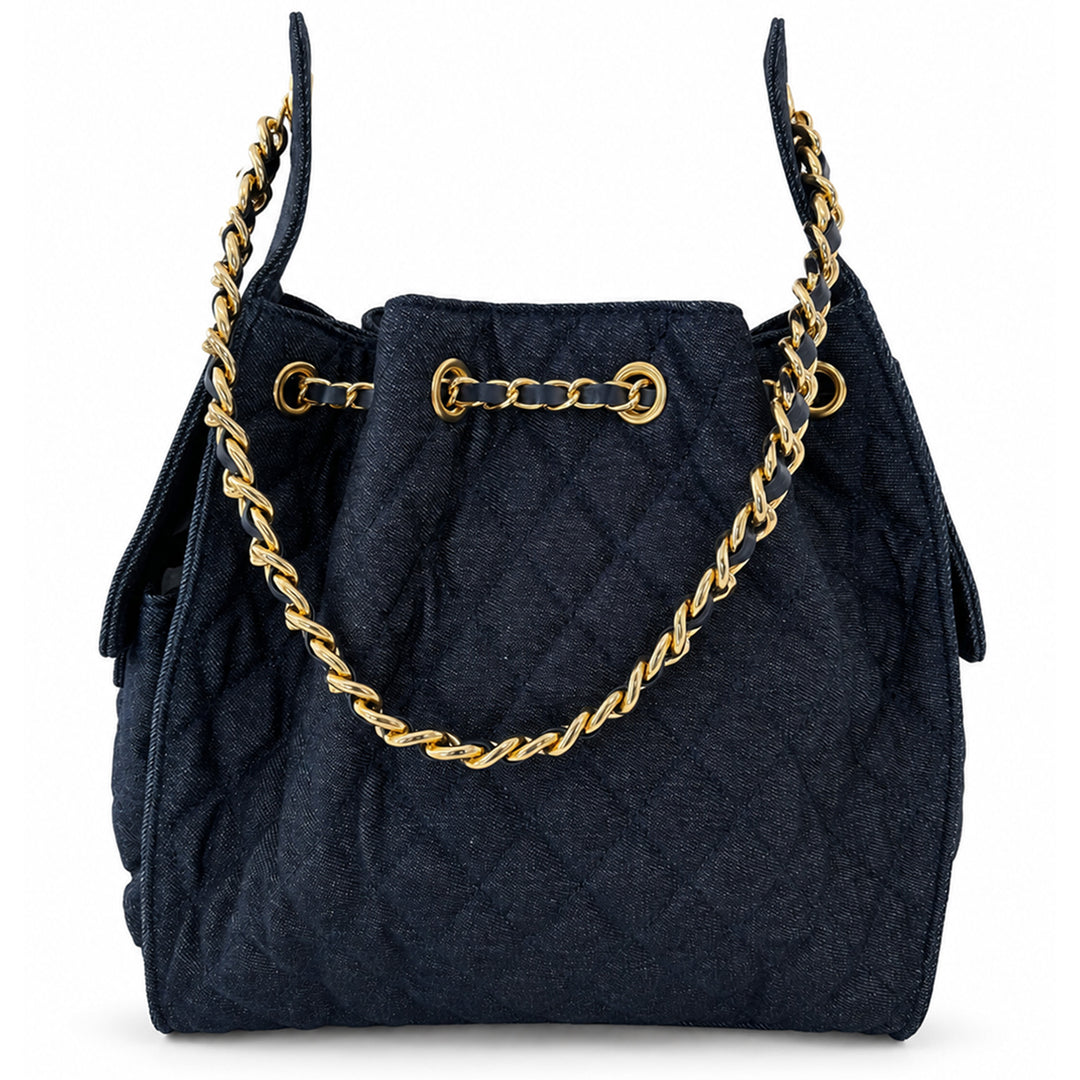 Bayshore Bucket Bag Medium - Dark Wash Denim