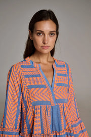Ella Dress -  Orange/ Blue