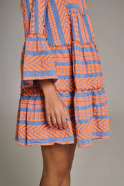 Ella Dress -  Orange/ Blue