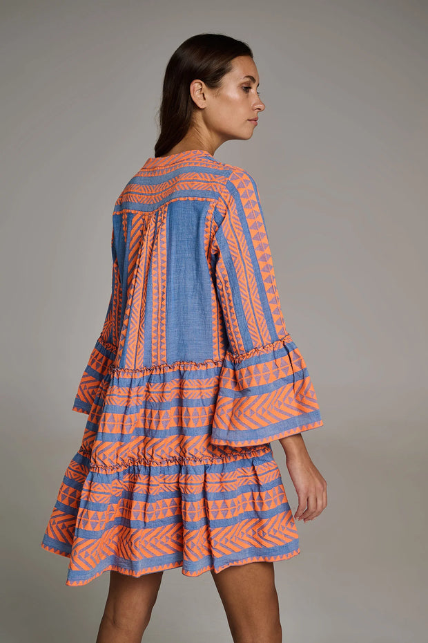 Ella Dress -  Orange/ Blue