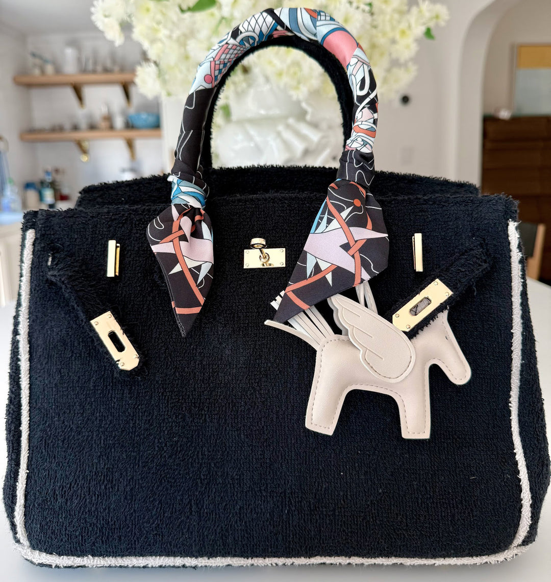 Seaside Terrycloth Tote - Black Small