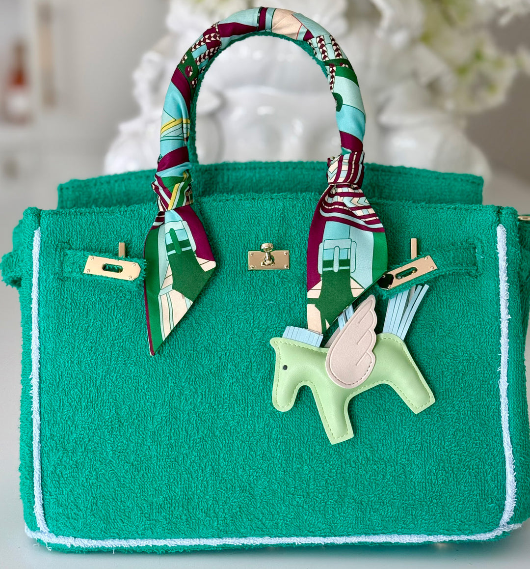 Seaside Terrycloth Tote - Emerald Green Small