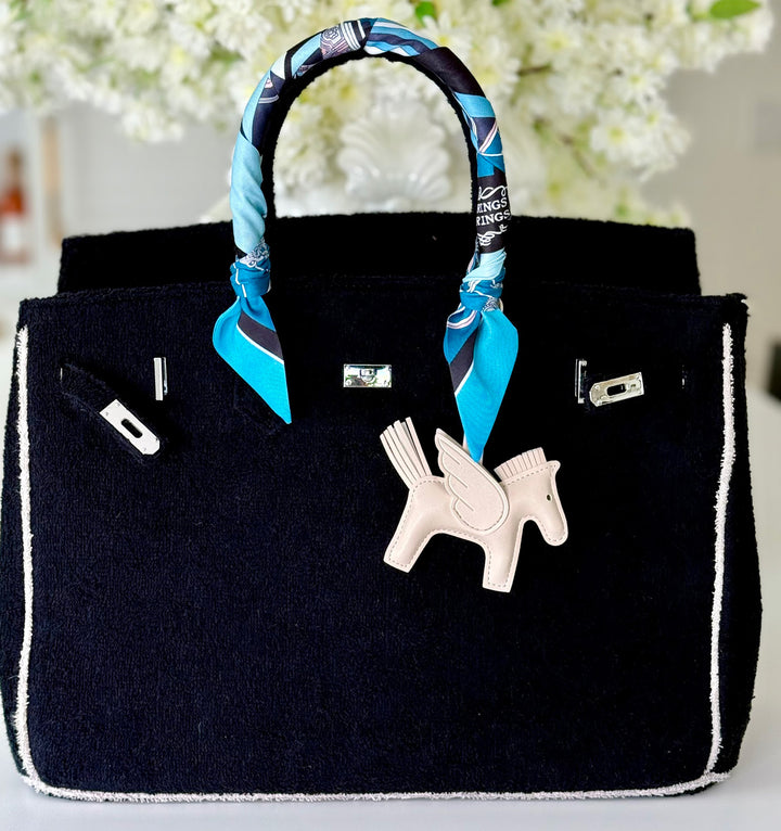 Seaside Terrycloth Tote -  Black Large