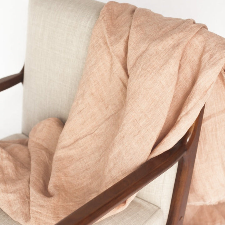 Stone Washed Linen Throw - Blush