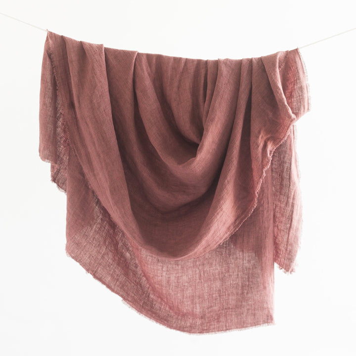 Stone Washed Linen Throw - Ash Rose