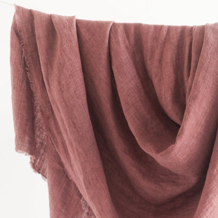 Stone Washed Linen Throw - Ash Rose