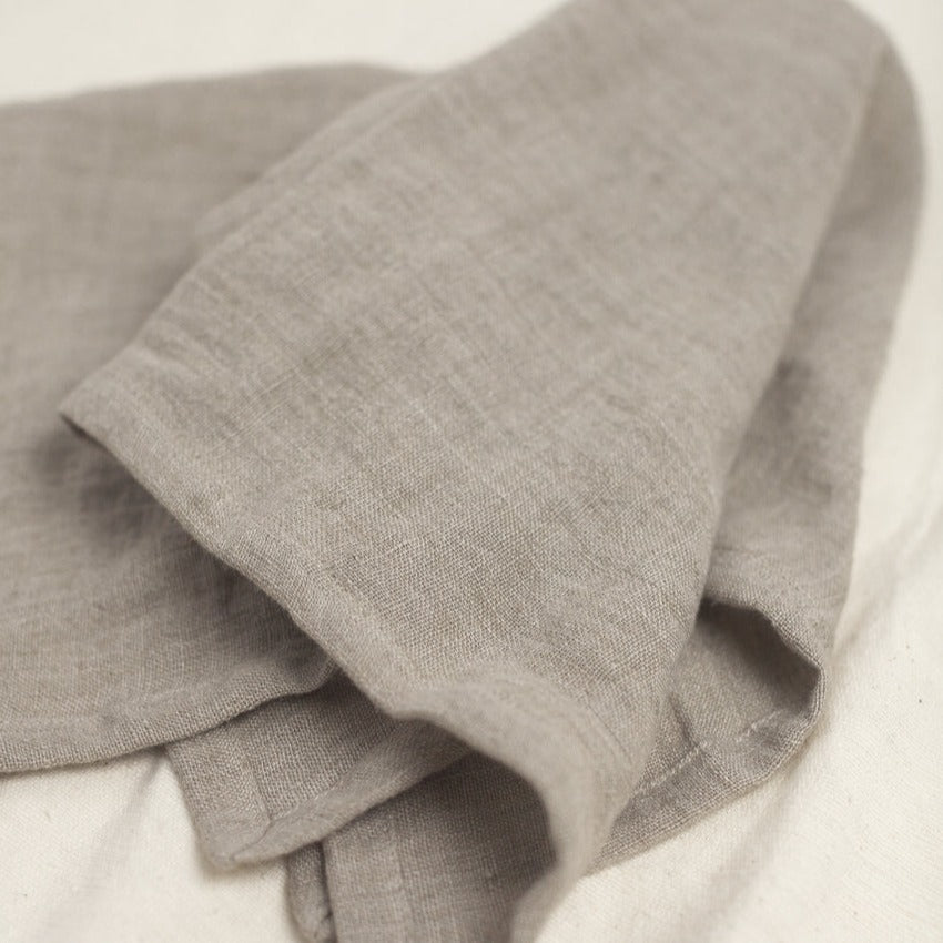 Stone Washed Linen Napkins, Flax - set of 4