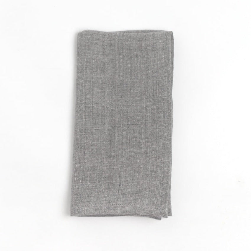 Stone Washed Linen Napkins, Oyster - set of 4