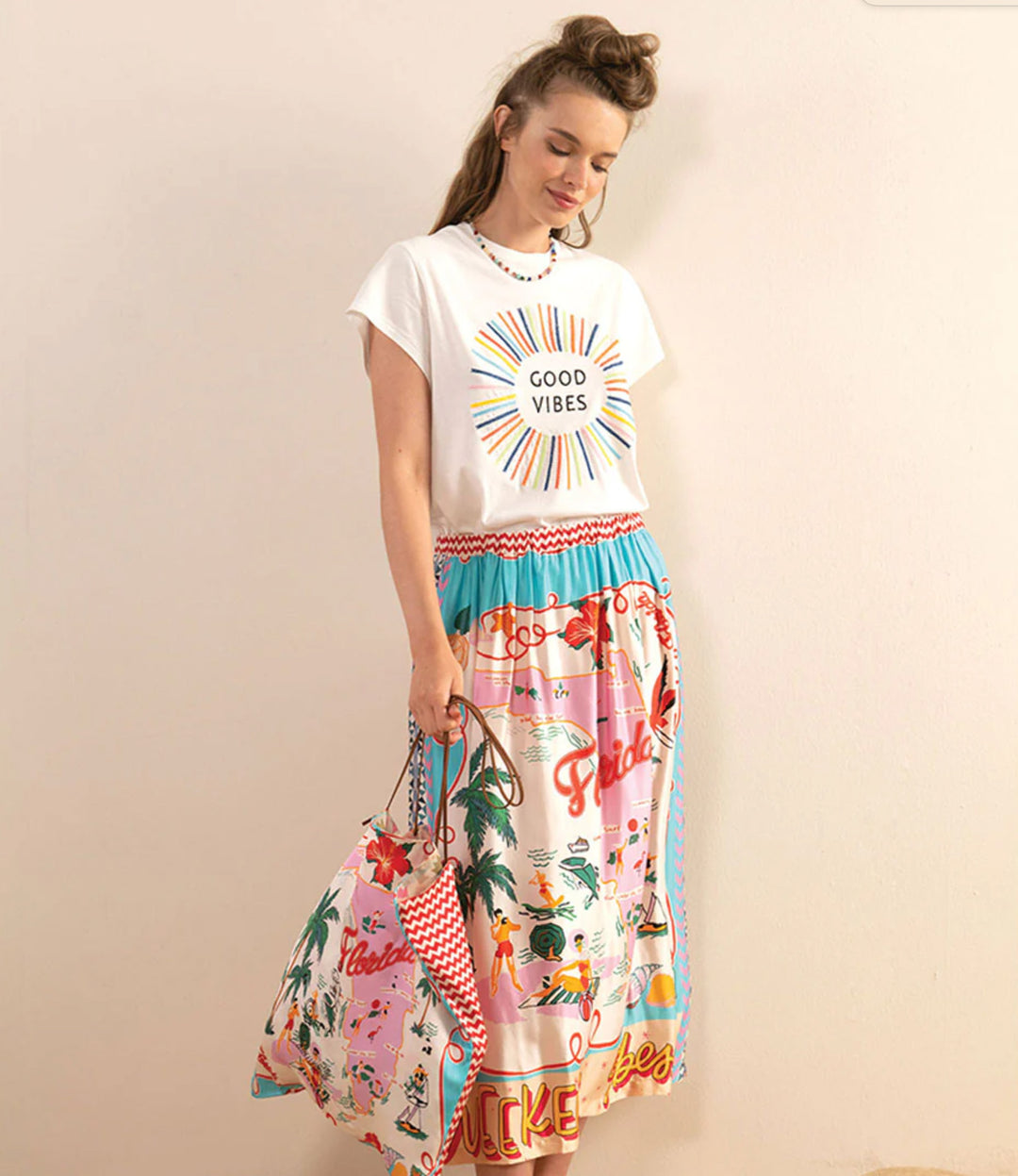 Alexa Florida Printed Midi Skirt