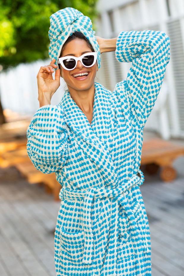 Pom Pom Turkish Robe - Turquoise