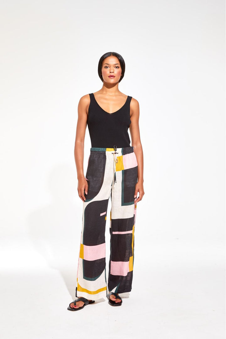 Max Aura Black Colorblock Pants