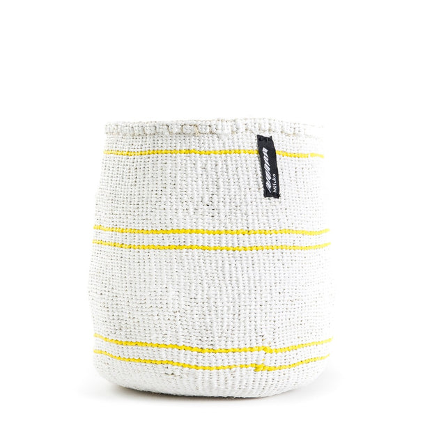 Mifuko - Extra Small Basket with White and Yellow Stripes