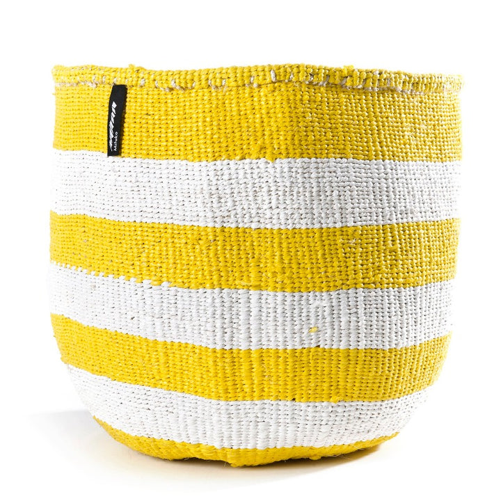 Mifuko - Medium Basket with White and Yellow Stripes