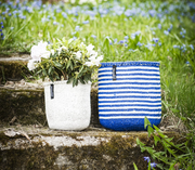 Mifuko - Medium Basket with White and Blue Stripes