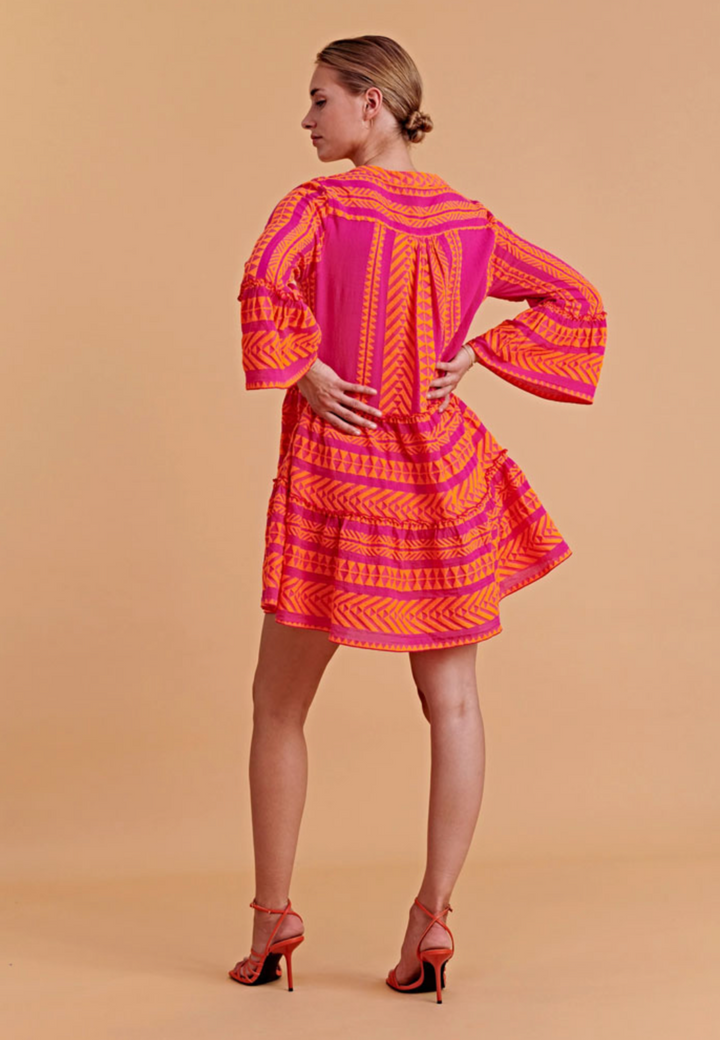 Ella Dress - Neon Orange / Fuchsia