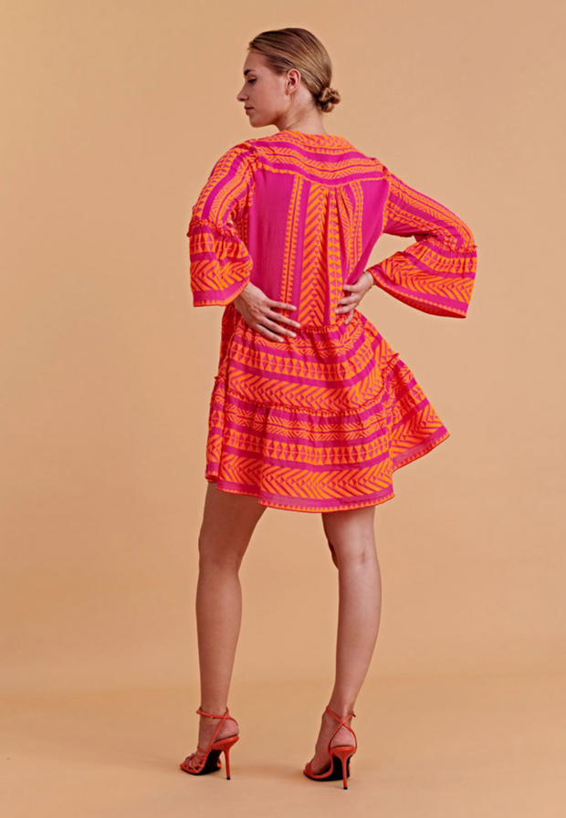 Ella Dress - Neon Orange / Fuchsia