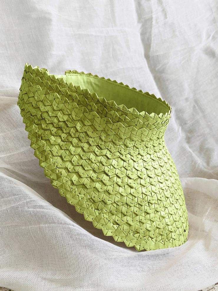 Woven Straw Visor -  Lime